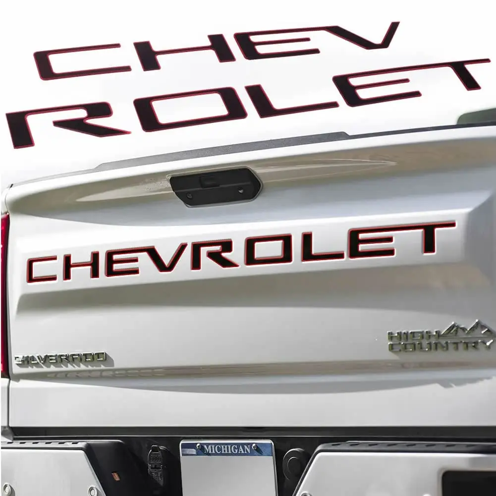 Chavy Tailgate Letters 3D Adhesive Black Letters 3D Raised Tailgate Inserts Compatible Chevrоlet 